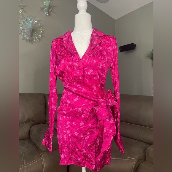 NWT Acler Evanston Satin Sheen Wrap Mini Dress Sz 2 🔥VALENTINE’S DATE DRESS🔥 - Picture 6 of 16